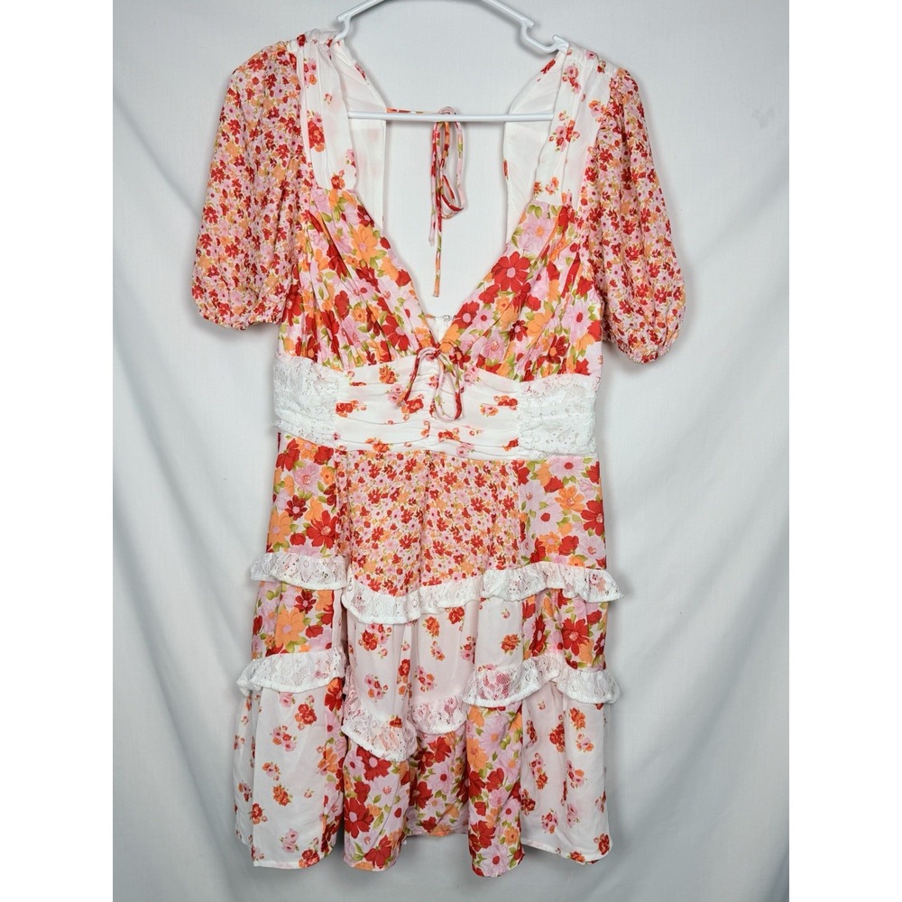 Altar'd State Aderny Floral Patchwork Mini Dress XL Cottagecore Coquette Lace - Picture 2 of 16